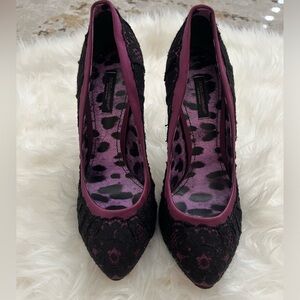 Dolce & Gabbana Purple Black Lace Pumps